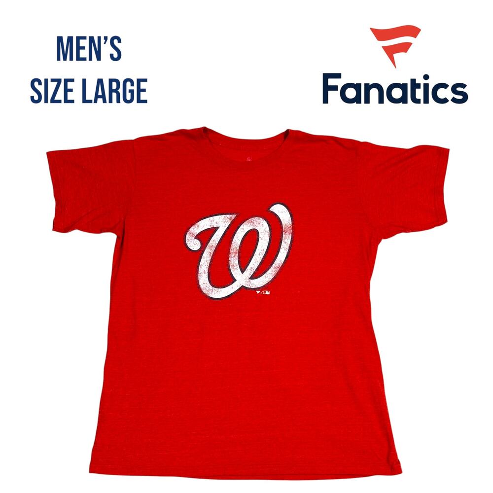 Washington‎ Nationals Fanatics Shirt Men's Large Red Vintage Retro MLB Baseball